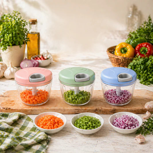 Eotia 3-Blade Manual Vegetable Chopper | Quick Food Cutter for Onion, Garlic & Vegetables