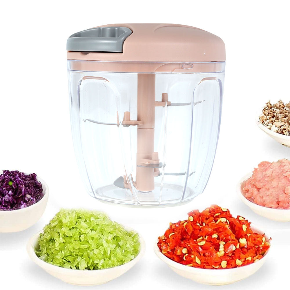 900ML Manual Food Chopper with 5 Stainless Steel Blades | Speedy Hand Chopper | Vegetable & Fruit Cutter