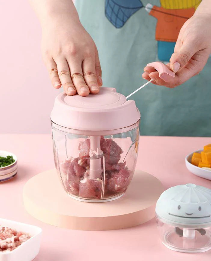 900ML Manual Food Chopper with 5 Stainless Steel Blades | Speedy Hand Chopper | Vegetable & Fruit Cutter