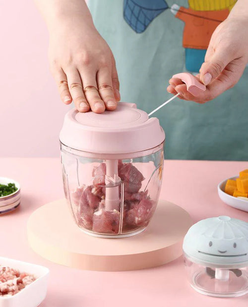 900ML Manual Food Chopper with 5 Stainless Steel Blades | Speedy Hand Chopper | Vegetable & Fruit Cutter