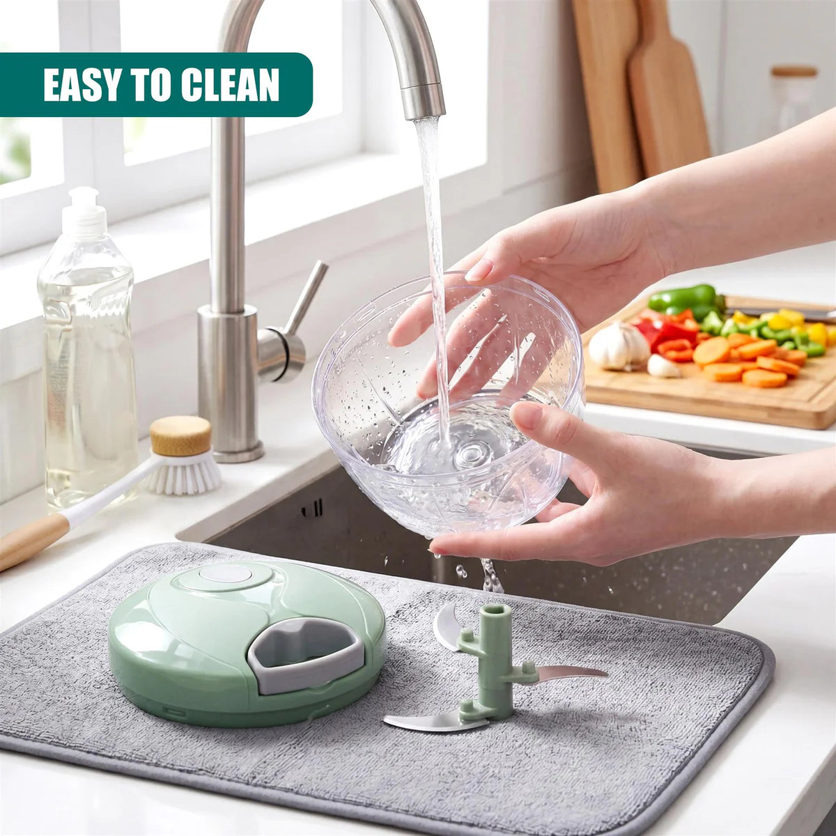 Eotia 3-Blade Manual Vegetable Chopper | Quick Food Cutter for Onion, Garlic & Vegetables