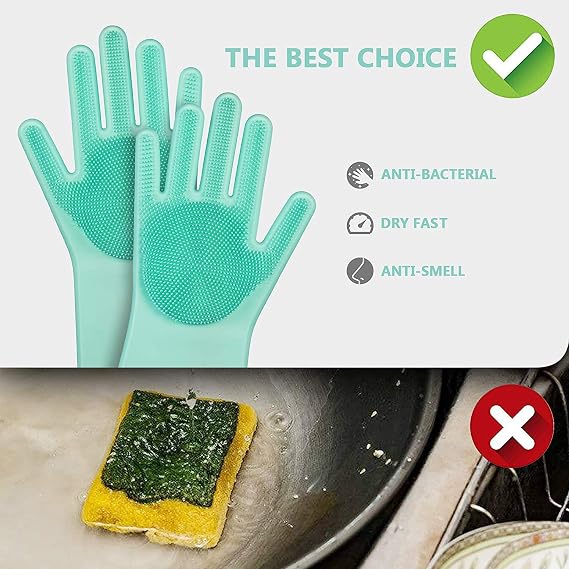 Silicone Magic Cleaning Gloves (Pair) | Multi-Purpose Scrubber Gloves for Kitchen, Bathroom & Car