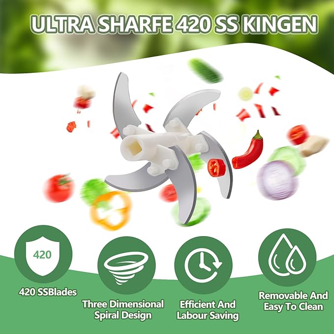 Eotia 3-Blade Manual Vegetable Chopper | Quick Food Cutter for Onion, Garlic & Vegetables