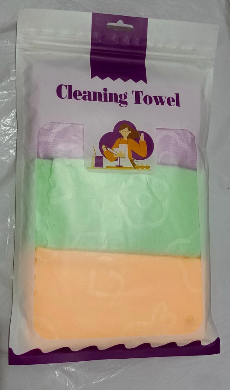 China Imported 3-Piece Premium Cleaning Towel Set | Multi-Purpose Kitchen Cleaning Cloth