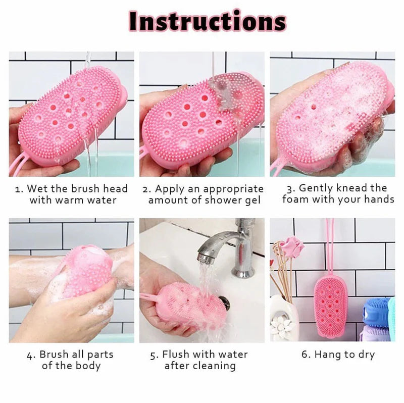 Silicone Bubble Bath Brush | Double-Sided Soft Body Scrubber for Deep Cleaning & Massage