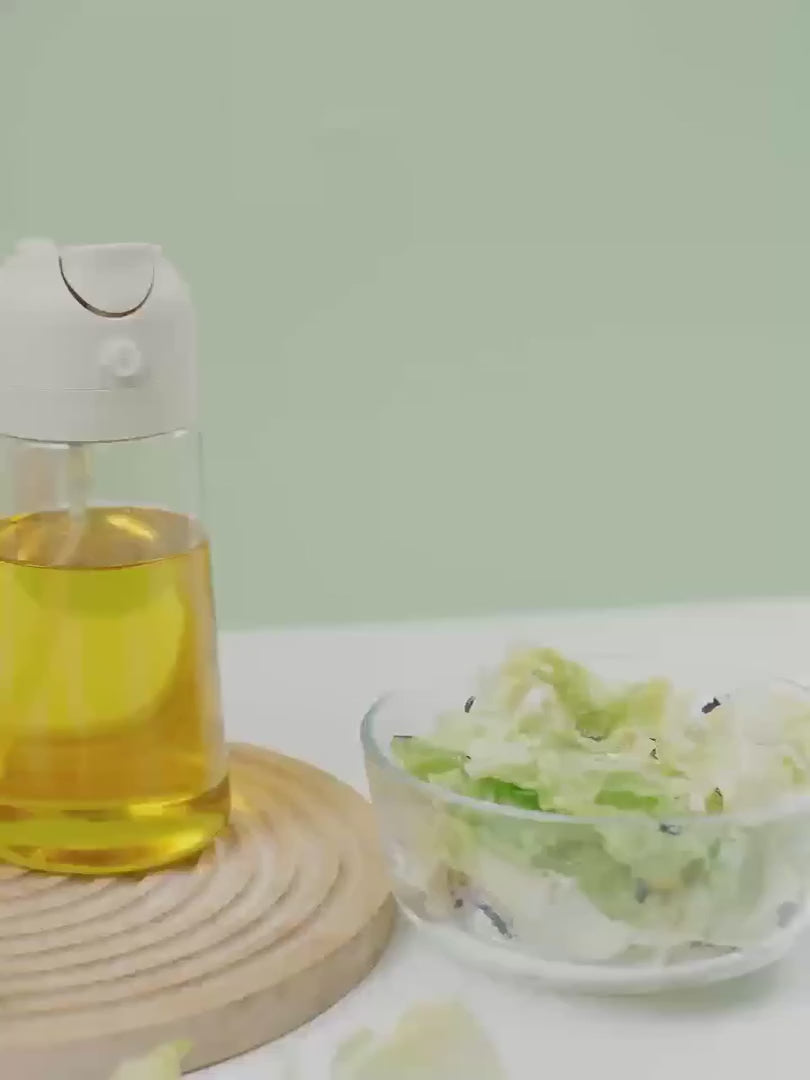 2-in-1 Spray & Pour Cooking Oil Bottle (500ml) | Glass Oil Dispenser for Kitchen