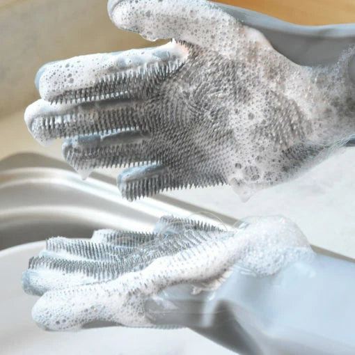 Silicone Magic Cleaning Gloves (Pair) | Multi-Purpose Scrubber Gloves for Kitchen, Bathroom & Car