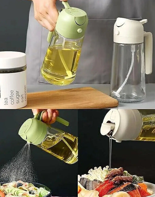 2-in-1 Spray & Pour Cooking Oil Bottle (500ml) | Glass Oil Dispenser for Kitchen